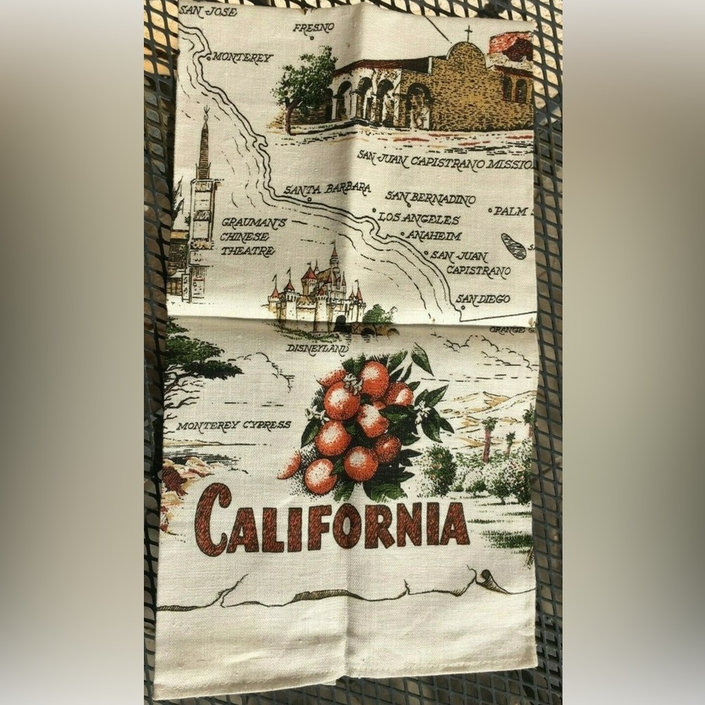 State Of California Linen Tea Towel By Richard Batchelder Cities Trolley
